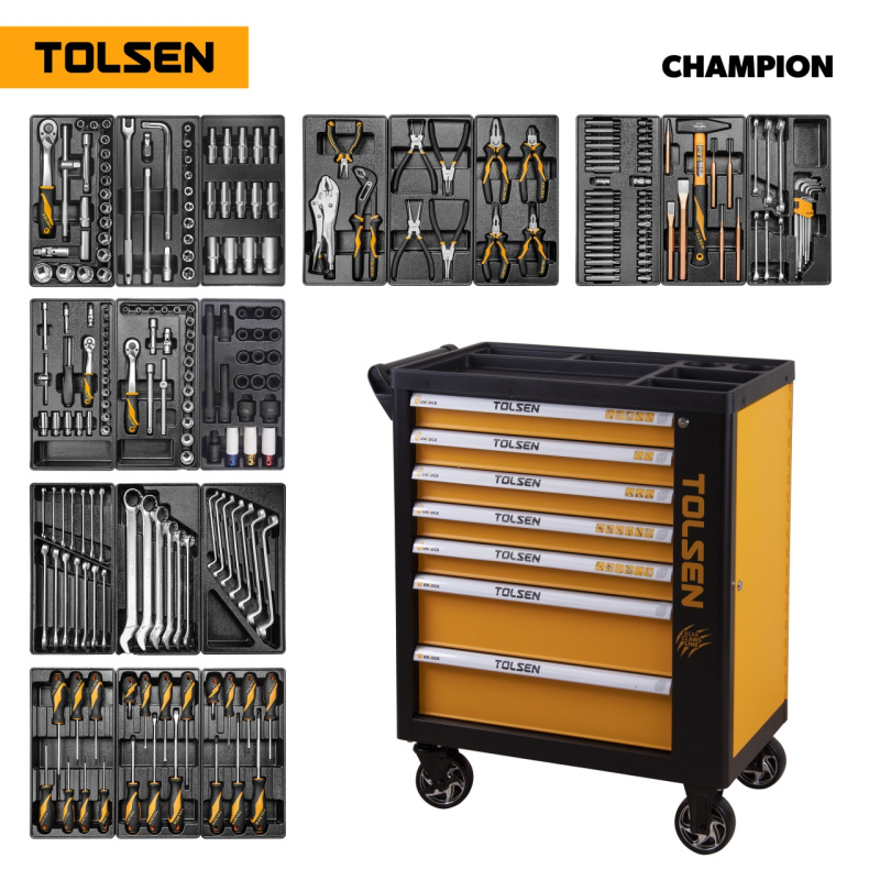 TOLSEN Набор инструментов "CHAMPION" в черной тележке, 239 предметов TT85416