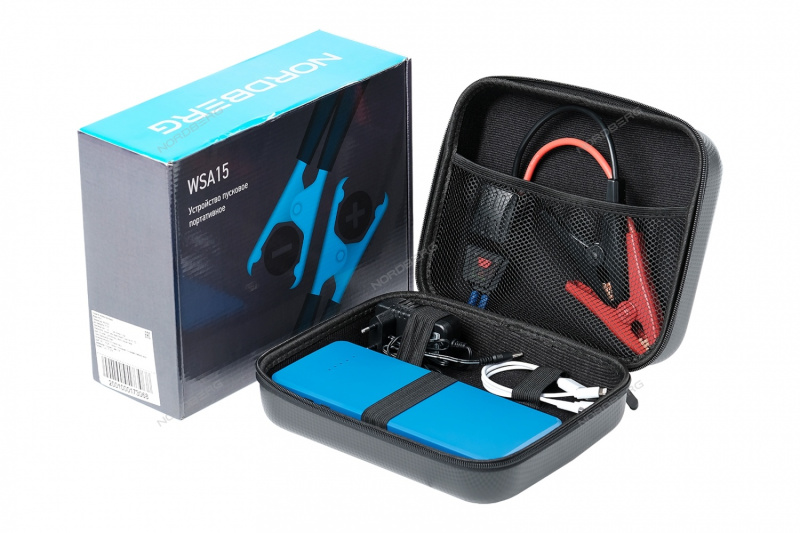 Устройство пусковое портативное 5/12V, емкость 15 Aч NORDBERG WSA15