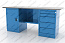 Верстак 2-тумб., тумба с дв., тумба с 5 ящ., стол. оцинк.- синий  01.205L-5015